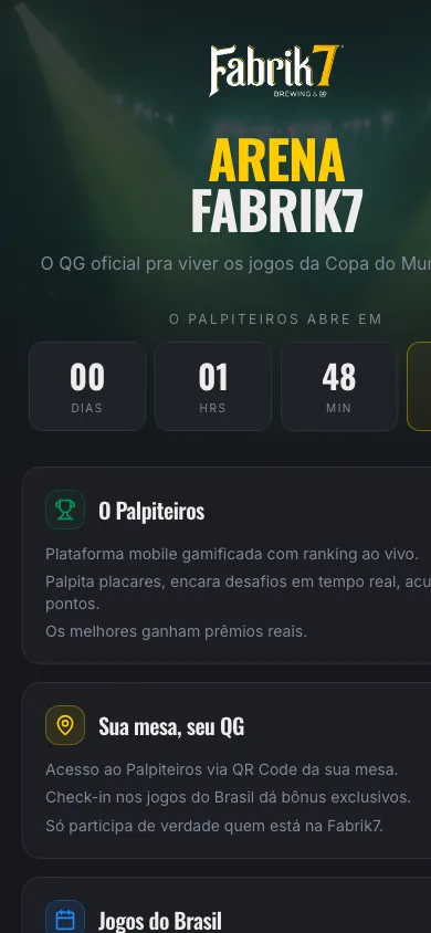 Landing do Palpiteiros em mobile