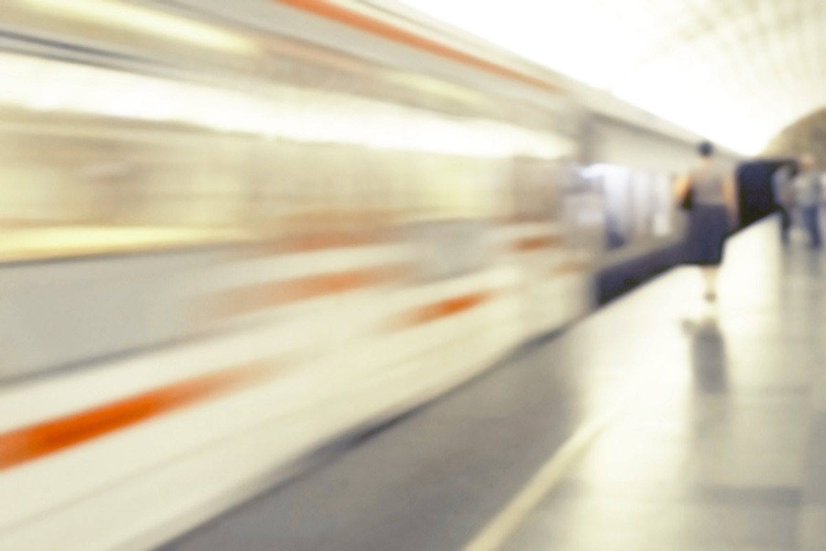 Train passing a platform, motion blur
