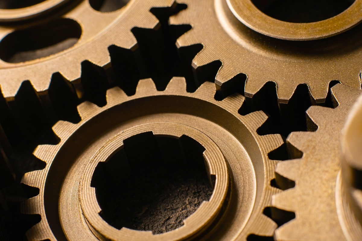 Cogwheel gears meshing in industrial machinery