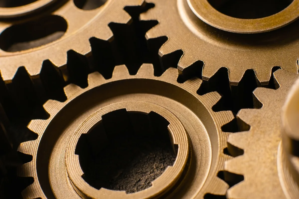Cogwheel gears meshing in industrial machinery