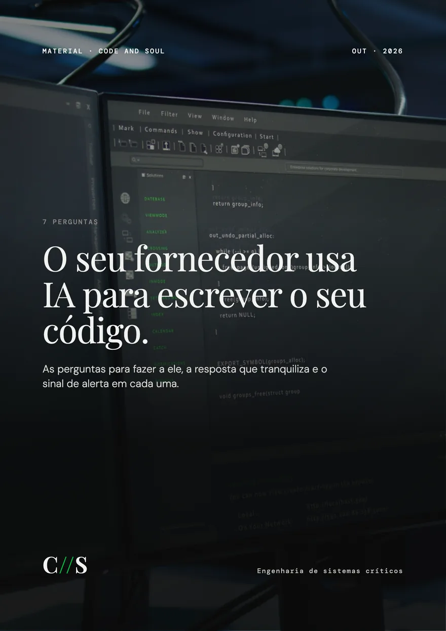 Capa do PDF: O seu fornecedor usa IA para escrever o seu código. As 7 perguntas para fazer a ele