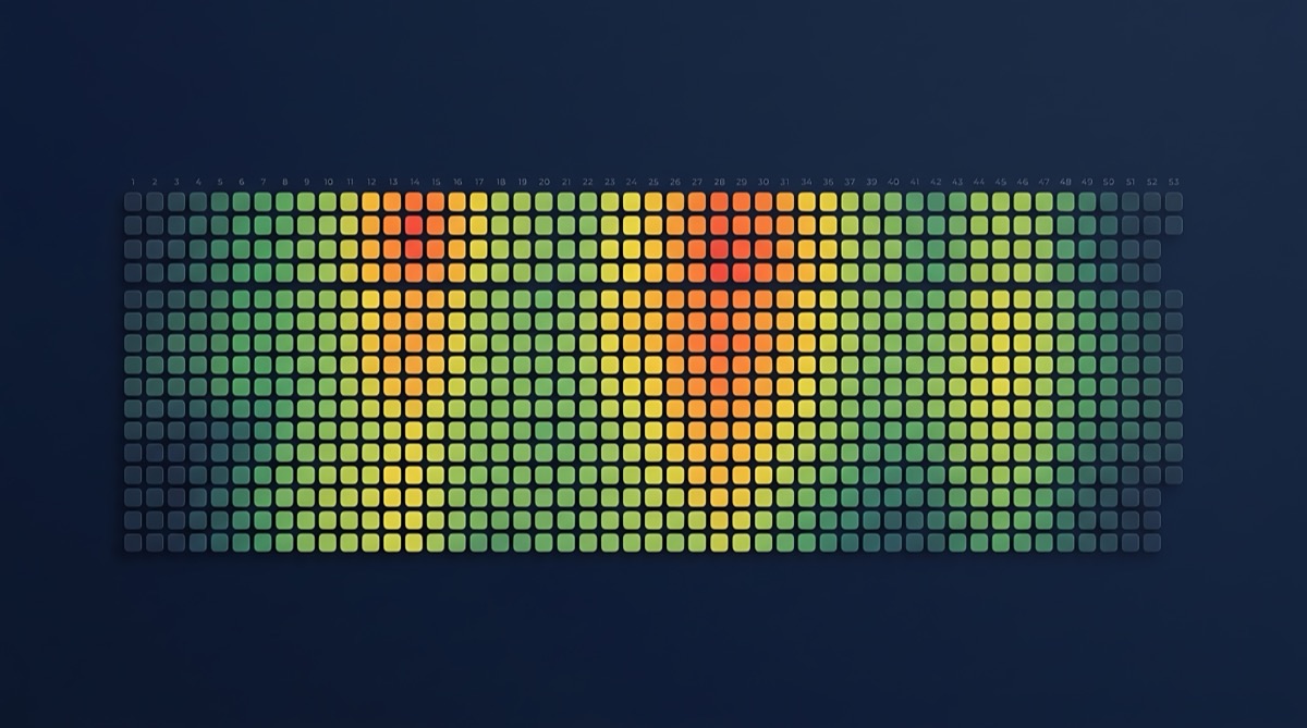 Grid of colour-graded squares