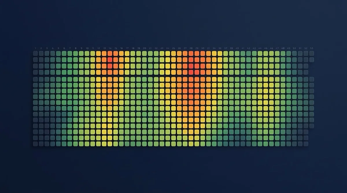 Grid of colour-graded squares