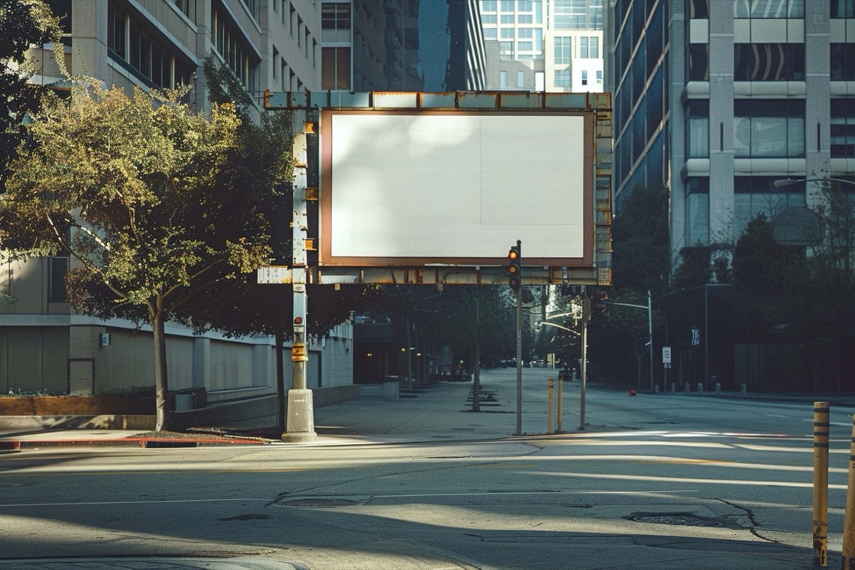 Blank billboard on a city street