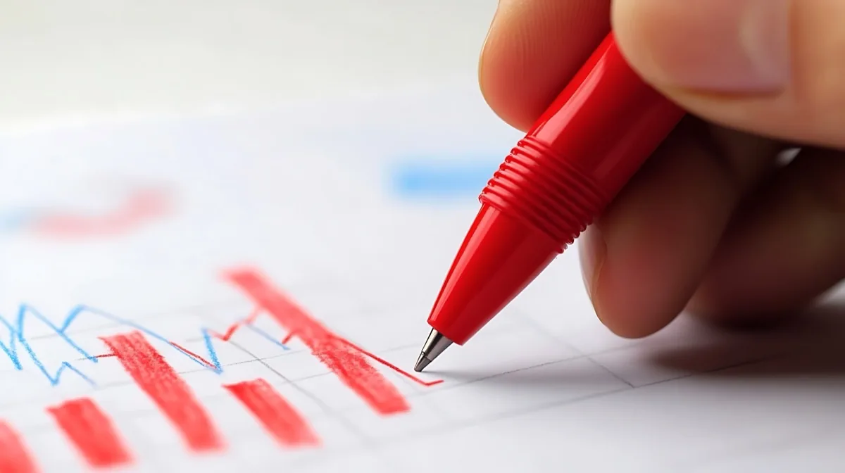 Hand drawing a line across a printed chart