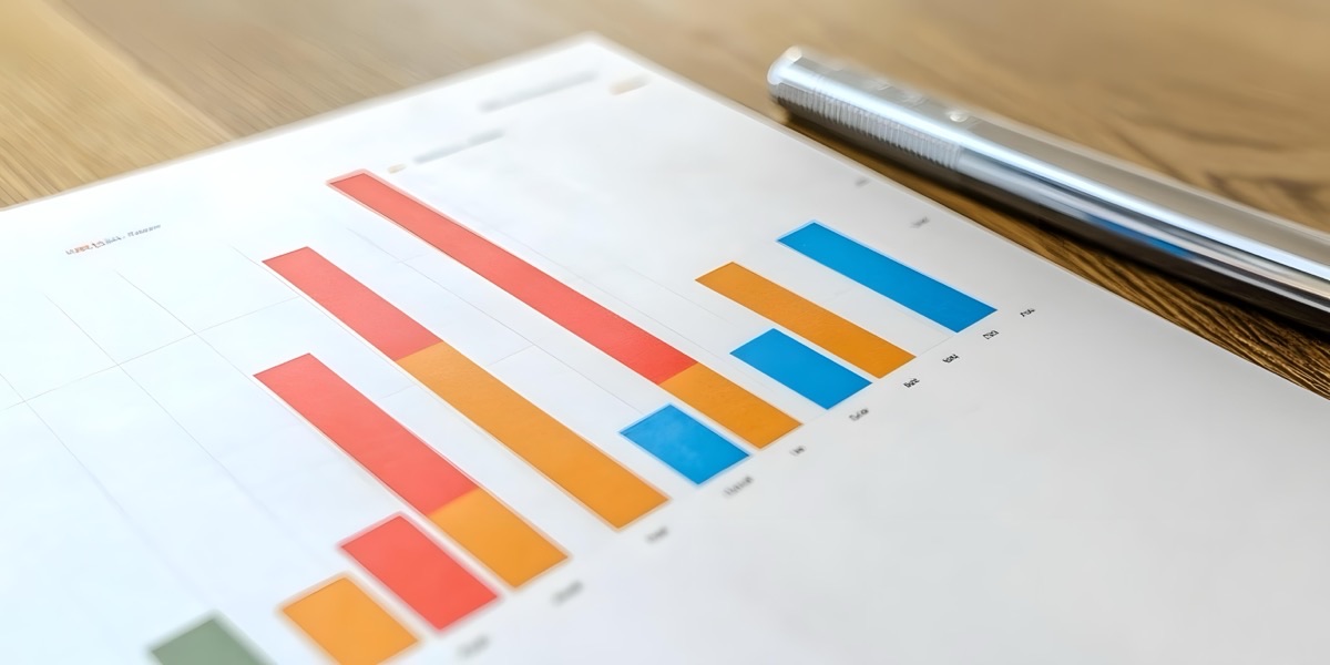 Close-up of a printed bar chart