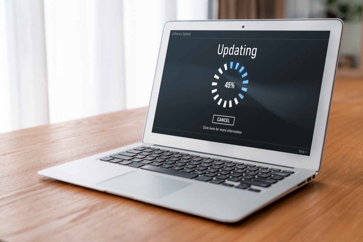 Laptop showing a software update in progress